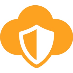 "Cloud security icon featuring a shield, symbolizing protected cloud infrastructure and data security in healthcare IT."