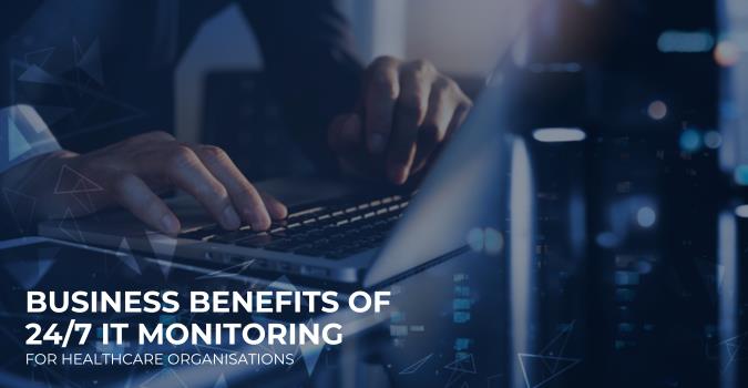 "IT technician monitoring healthcare systems on multiple screens in a secure operations center, ensuring 24/7 uptime and data protection."