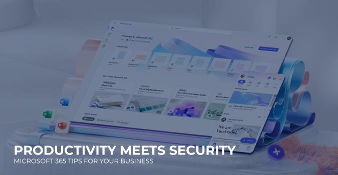Microsoft 365 interface showcasing secure productivity tools for businesses and medical practices